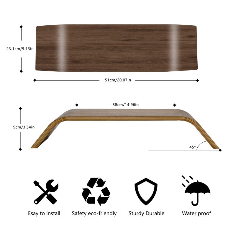 SAMDI Wooden Computer Monitor Stand Save Space Desktop Riser for Computers LCD Monitors Laptop PC iMac Notebook Apple MacBook(Black Walnut) - Image 3